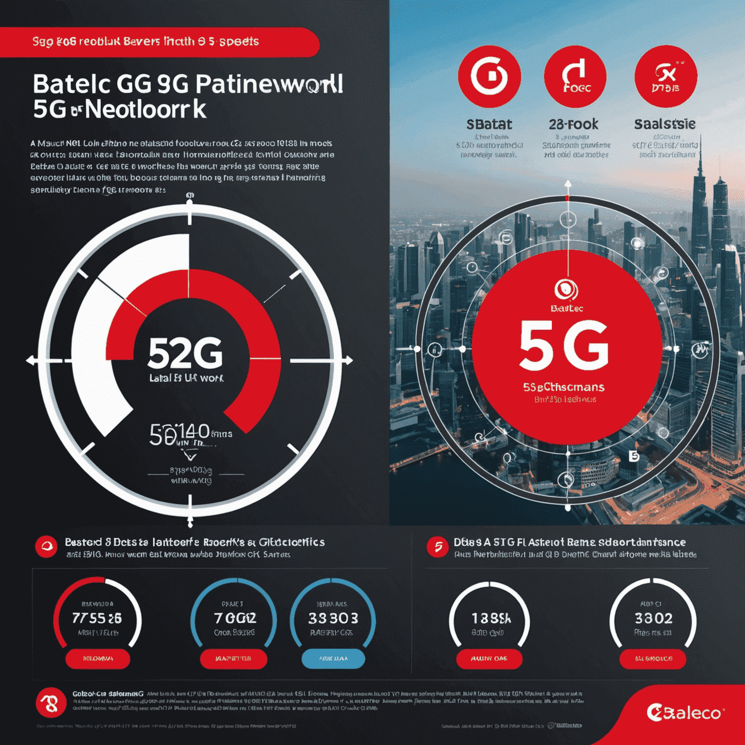 An infographic showcasing the ultra-fast speeds and low latency of Batelco's 5G network compared to 4G