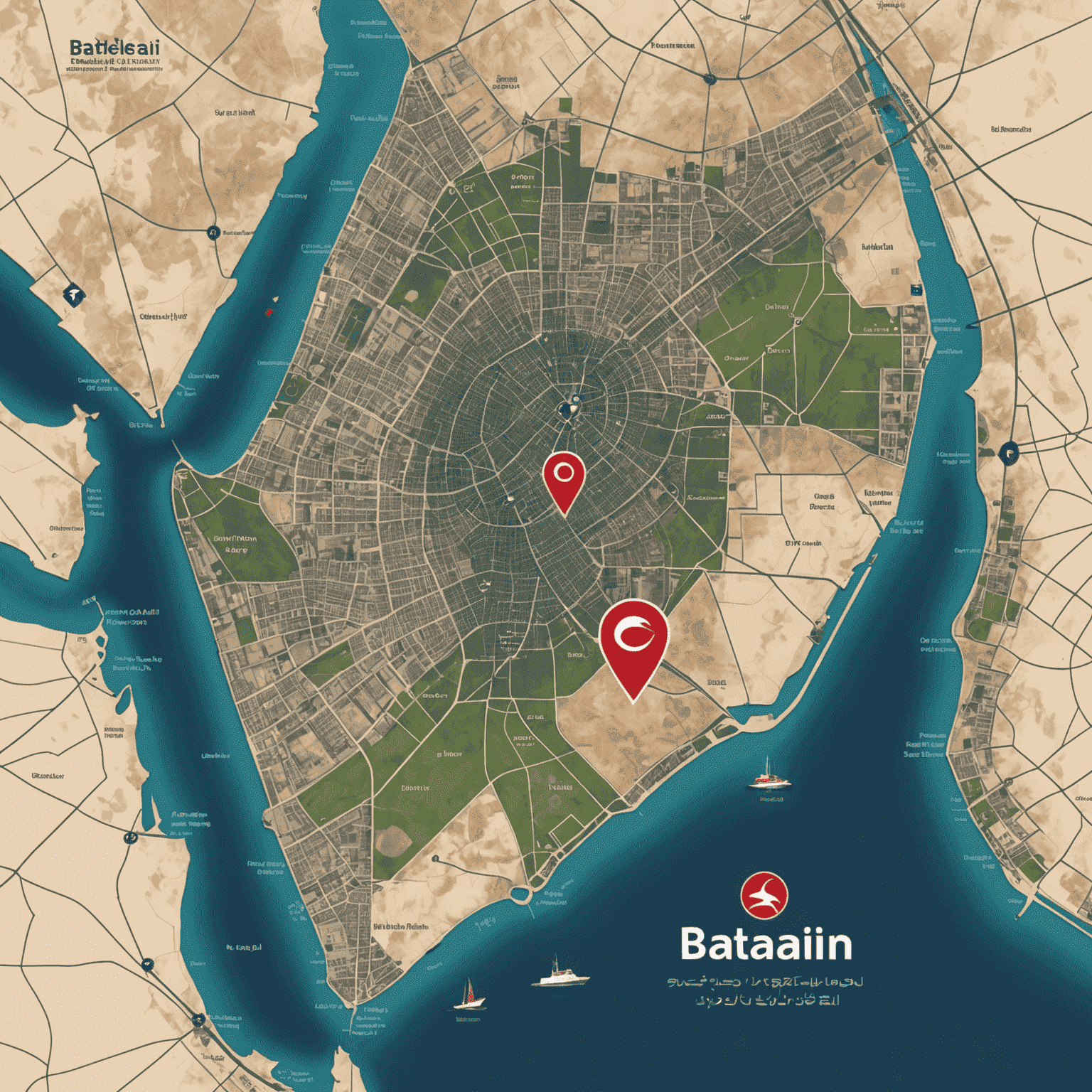 A map of Bahrain highlighting the areas covered by Batelco's 5G network